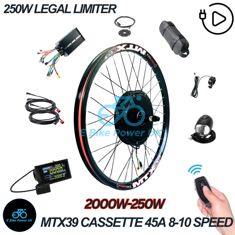 2000W MTX E Bike Conversion Kit 45 Amp Controller 48v 52v 60v Rear Wheel Cassette 7-11 Speed