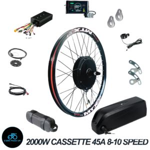 2000W E-Bike Conversion Kit With LG 52V 20AH Battery Colour Display Original MTX39 Rim Rear Cassette 8-10 Speed.