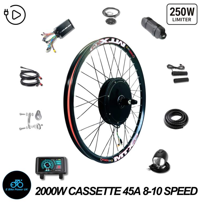 2000W MTX E Bike Conversion Kit 45 Amp Sine Wave Controller 48v 52v Rear Wheel Cassette 7-11 Speed