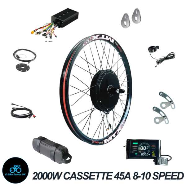 2000W MTX E Bike Conversion Kit 45 Amp Controller 48v 52v 60v 72v Rear Wheel Cassette 7-11 Speed