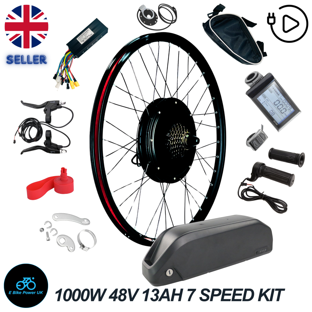 Electric Bike Conversion Kit 48V 1000W Rear Wheel & Battery 26″ 27.5″ 29″ E Bike