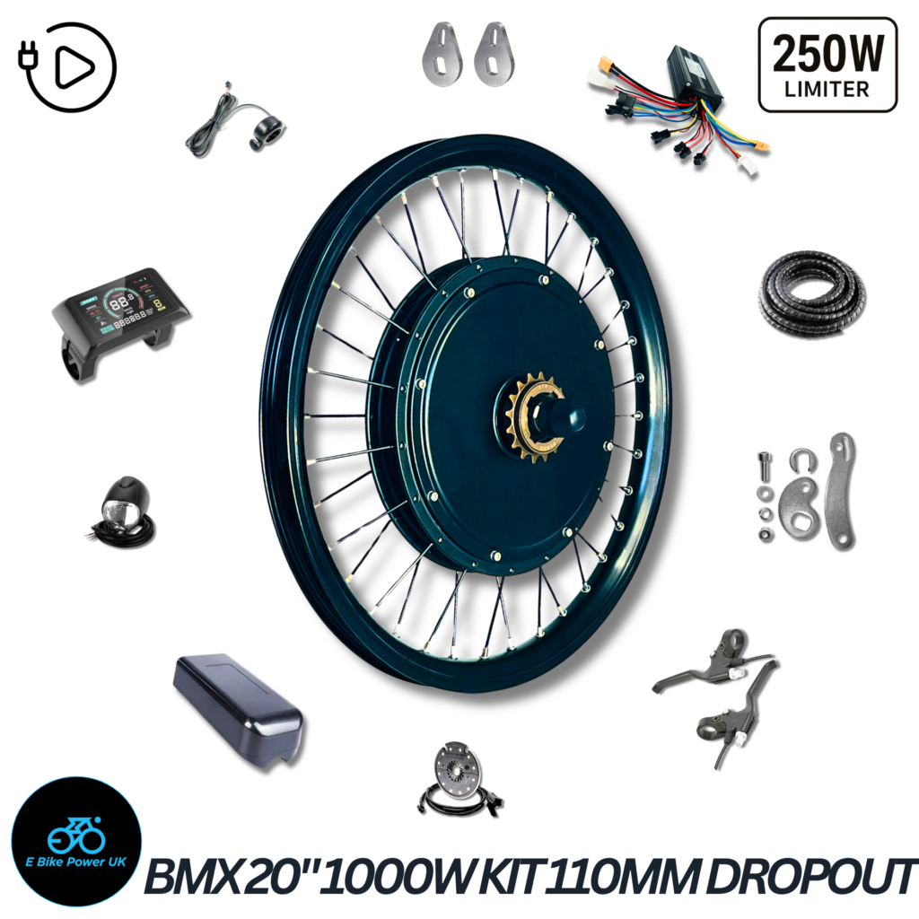 48V 20″ Electric BMX EBMX Conversion Kit 110mm Rear Dropout 1000W 48V Complete Kit & Battery UK