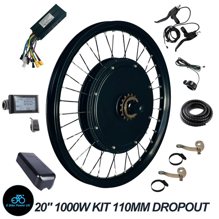 20″ ELECTRIC BMX EBMX CONVERSION KIT 110MM REAR DROPOUT 1000W 48V COMPLETE KIT & BATTERY UK