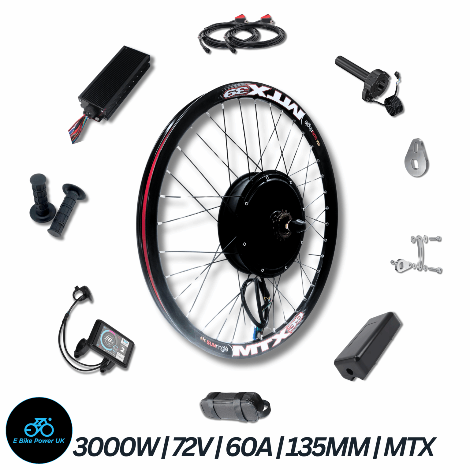 Conversion Kit Wheel 3000W E-Bike Conversion Kit | 72V 60A-80A Sine Wave Controller | High ...