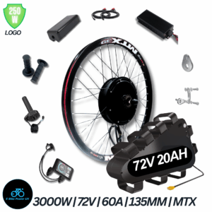 3000W E-Bike Conversion Kit | 72V 60A Sine Wave Controller | High-Torque Rear Wheel (26″ / 27.5″ / 29″) | 135 mm Dropout | Single-Speed Electric Bike Kit