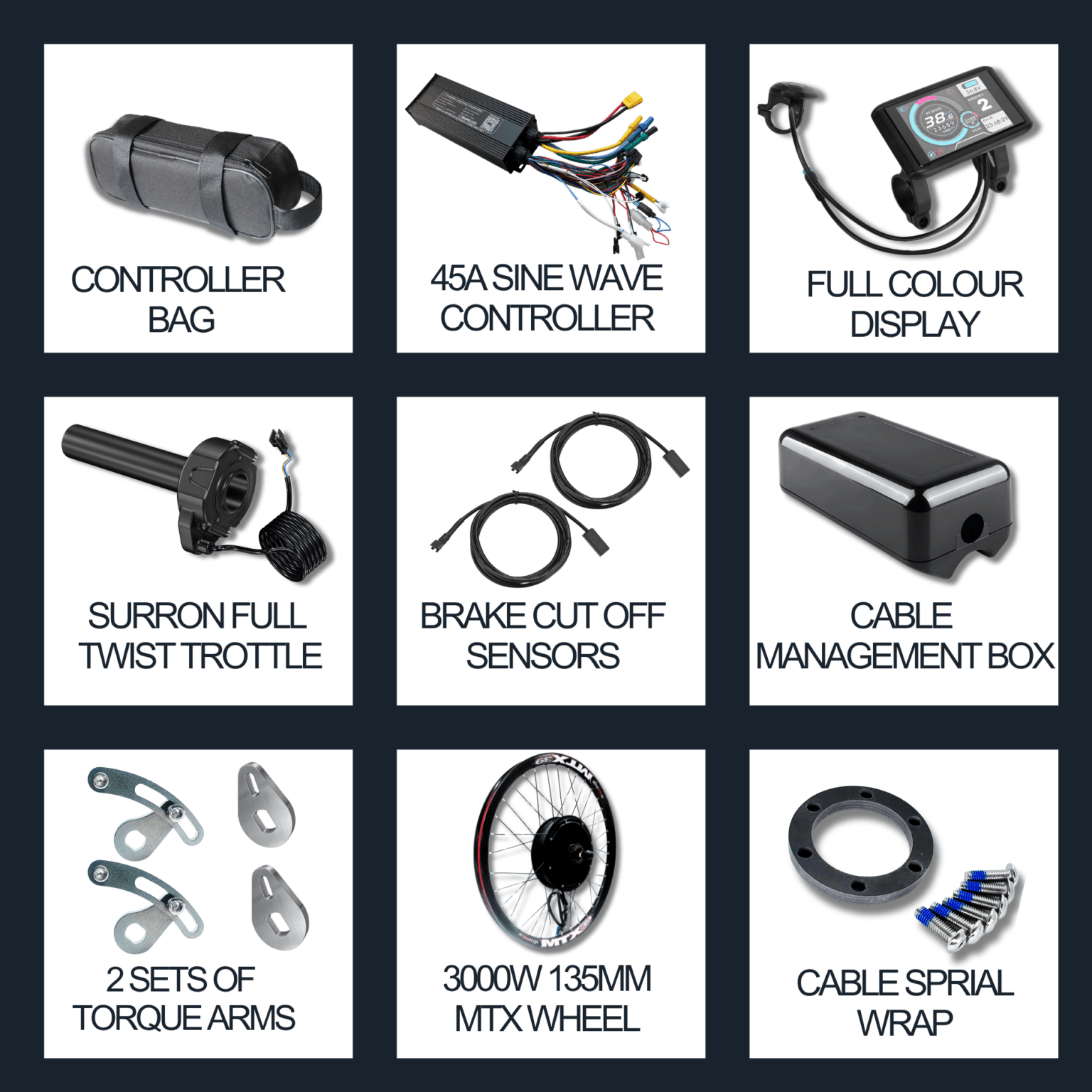 Kit Conversion Vélo électrique 3000W 72V – Moteur Roue 26/27,5/29" – Affichage Couleur