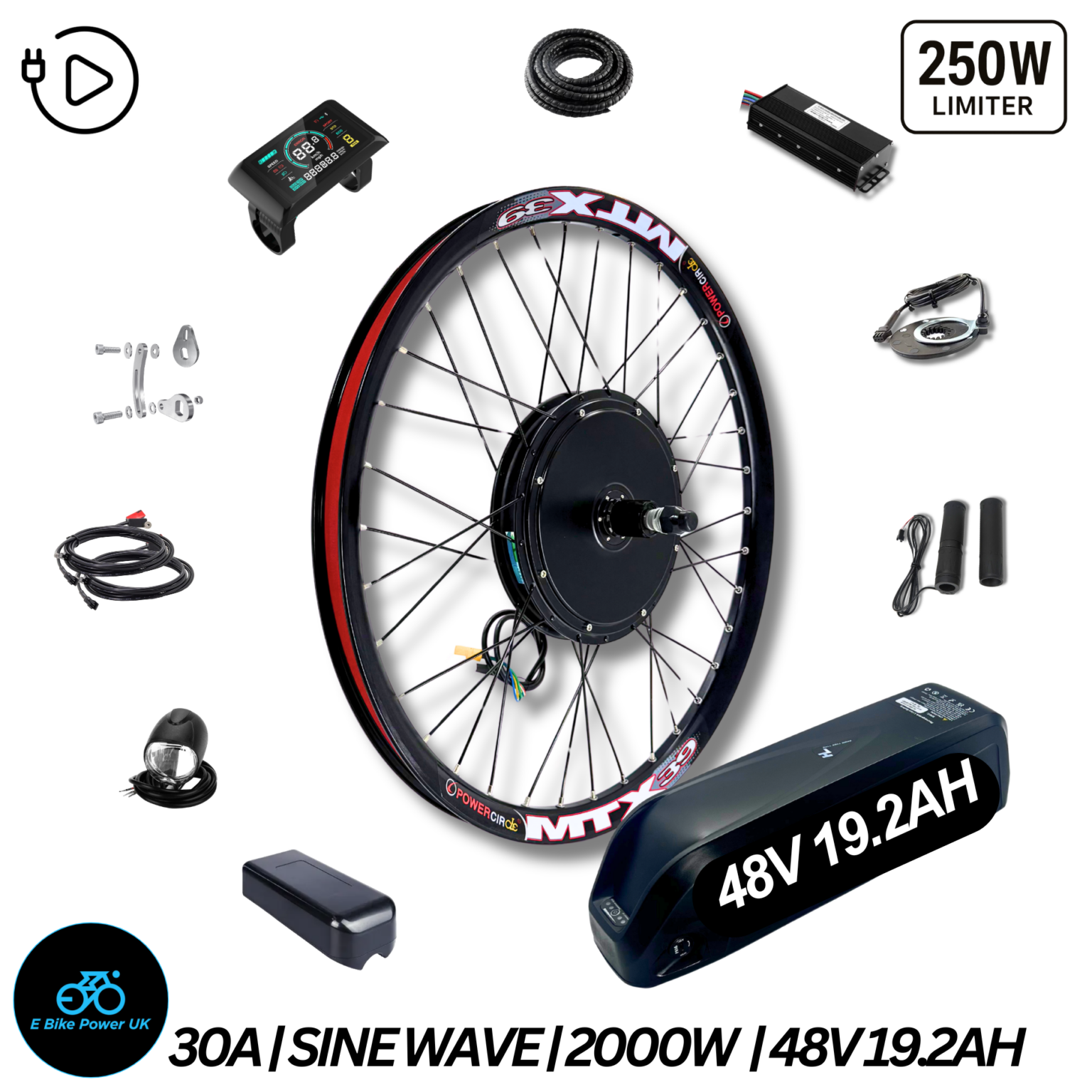 Conversion Kit Wheel 48V 1000W / 250W Electric Bike Conversion Kit – MTX Rear Wheel ...
