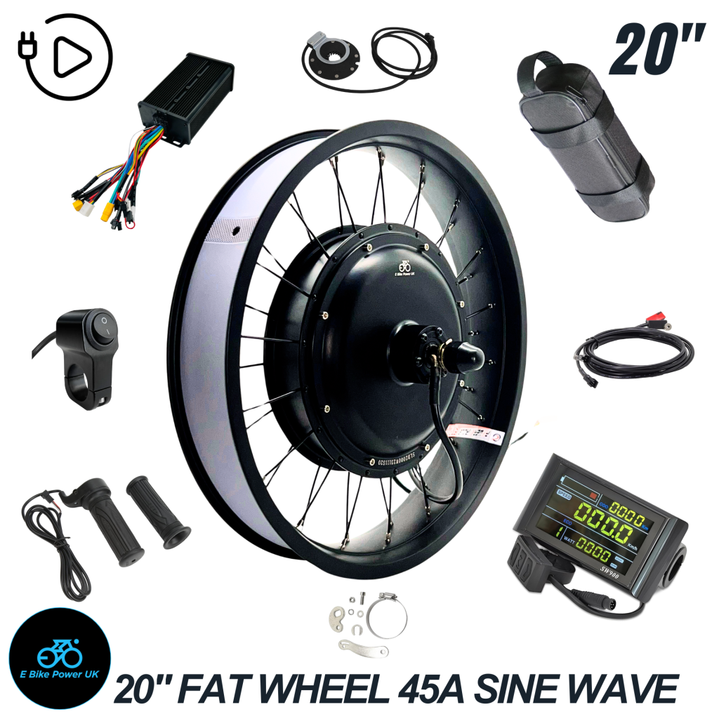 Fat Wheel E Bike Conversion Kit Rear Wheel 20″ x 4″ 26” x 4” 175mm 7 Speed Sine Wave Colour Display