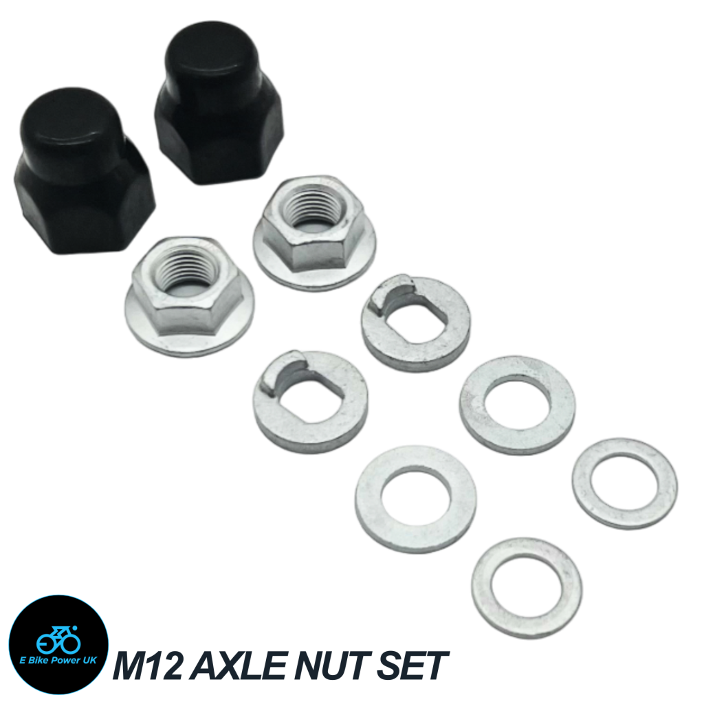 E Bike Hub Motor Axle M12 Lock Flange Nut Washer Spacer Nut Cover Hall Kits Set