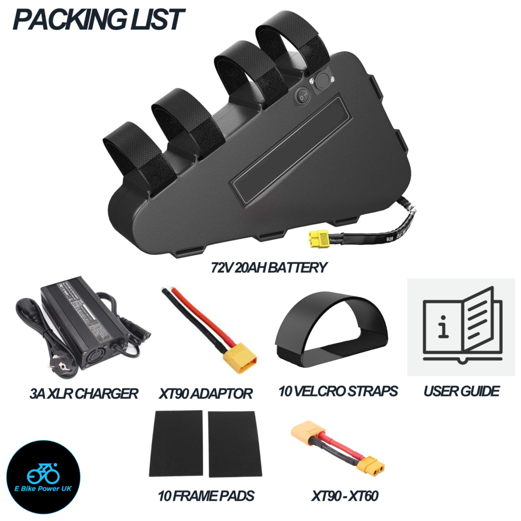 72v 20ah Lithium E bike battery 60A BMS Samsung 21700 50S Triangle ...