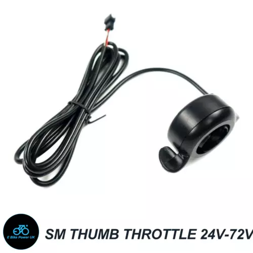 E-bike Thumb Throttle 22mm Bars SM Plug 12V/24V/36V/48V/52V/60V/72V 3000W UK