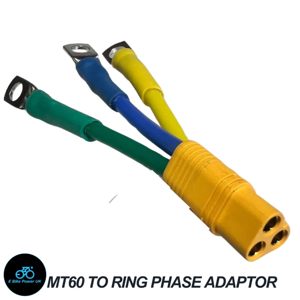 MT60 O Ring Connector Converter Ebike Phase Terminal 12AWG, Green, Yellow, Blue