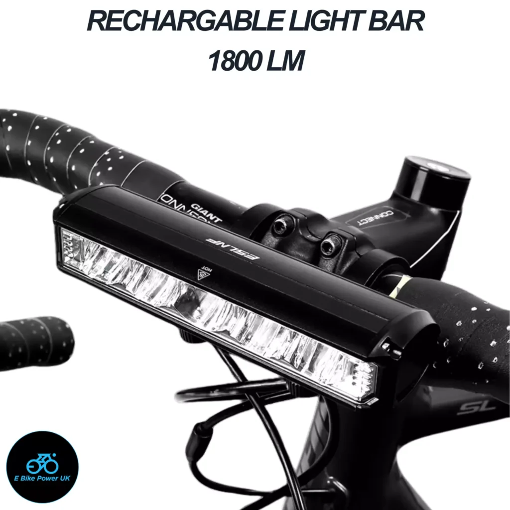 Light Bar Bike Headlight Front Light Ultra-Bright LED 1800 Lumens USB Bicycle