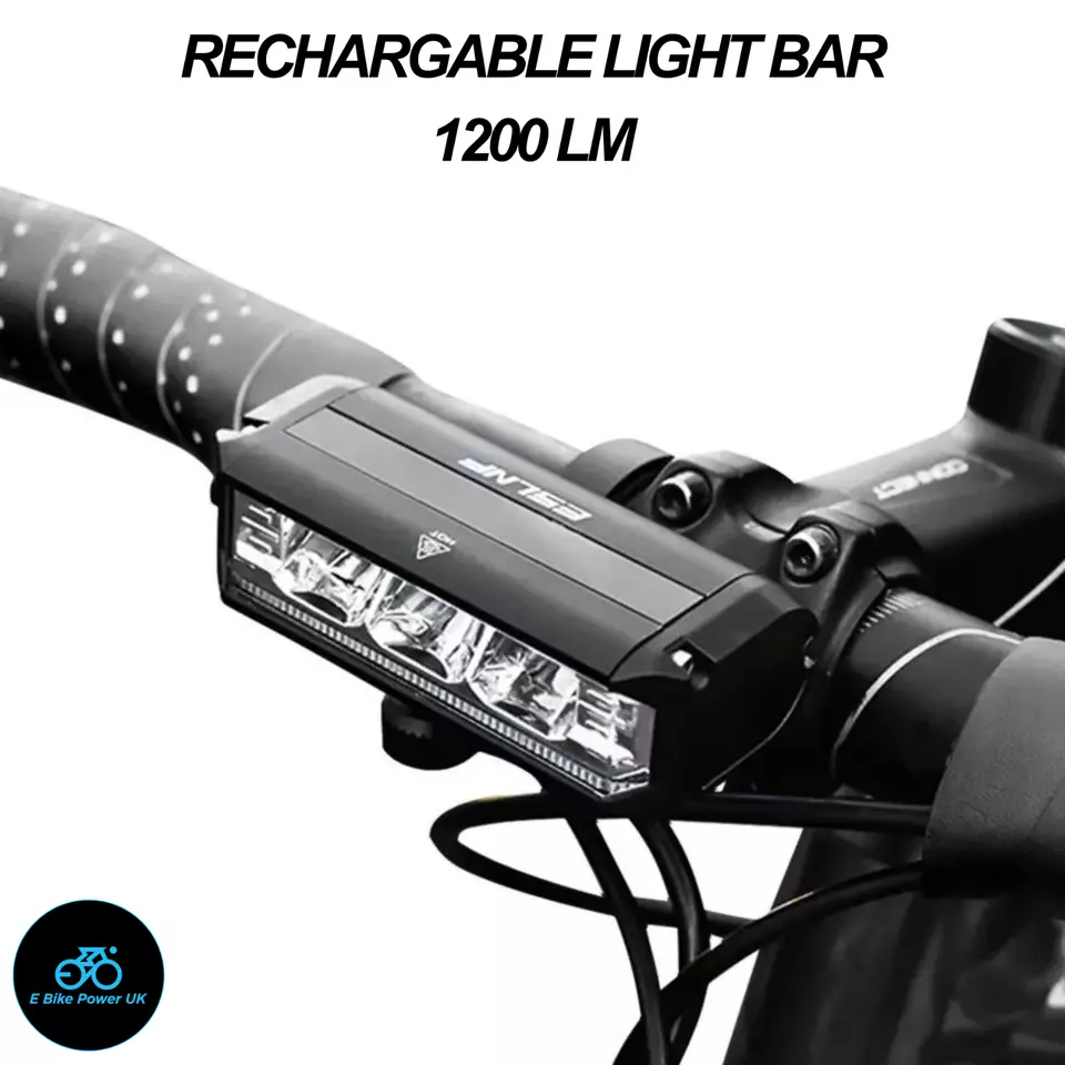 Light Bar Bike Headlight Front Light Ultra-Bright LED 1200 Lumens USB Bicycle