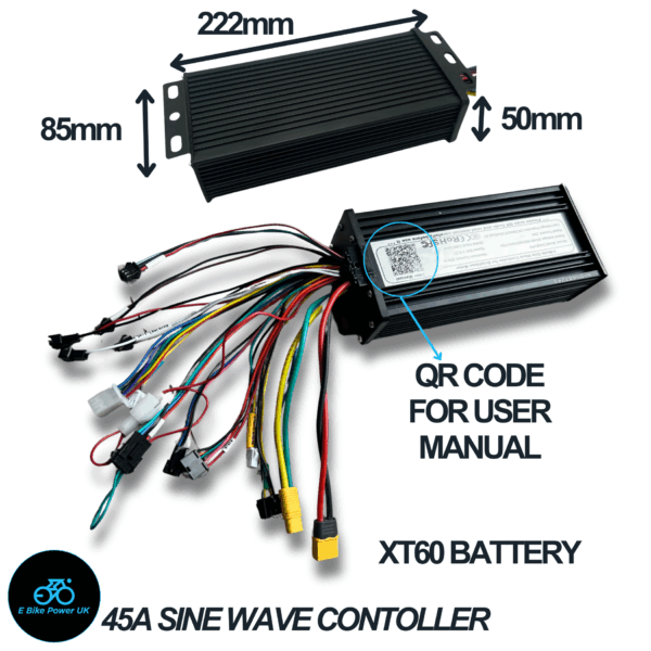Sine Wave E Bike Controller ESC In Black 1000W 2000W 3000W 45 Amp Suits 48V 52V 60V 72V Batteries - Image 2