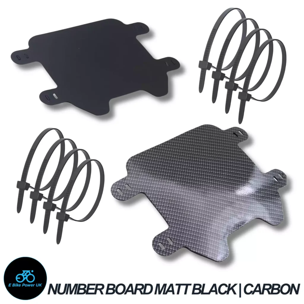 Ebike Number Board Carbon Finish Matt Black for Triple Crown Forks Easy Install with Cable Ties