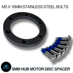 Hub Motor Disc Brake Rotor Spacer 5mm Thick 6 Bolts M5 x 16mm Allen Head Bolts