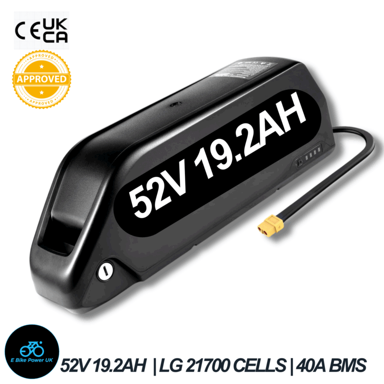 LG 52V Ebike Battery 19.2Ah 40A BMS | Electric Bike Lithium Pack for 250W-2000W Motors | Poly 4 Slot Base | Long Range Rechargeable Bicycle Power | UK Stock
