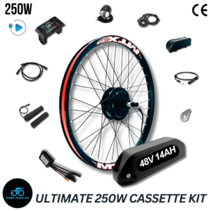 Ultimate MTX 48V 250W E Bike Conversion Kit Cassette 7-11 Speed Rear Wheel | 48V 14AH Samsung Battery