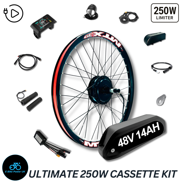 Ultimate MTX 48V 250W E Bike Conversion Kit Cassette 7-11 Speed Rear Wheel | 48V 14AH Battery