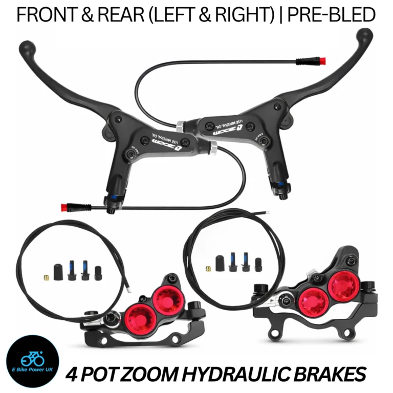 ZOOM 893E 4 Piston Hydraulic Brake Set Pre-Bled Left Right E-Bike + Sensors