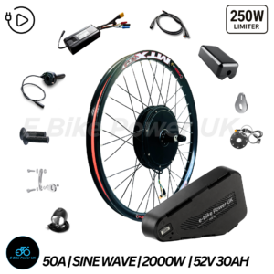 2000W E-Bike Conversion Kit Rear Wheel 50A Controller UKC1 Display 48V 52V Battery Cassette or Freewheel
