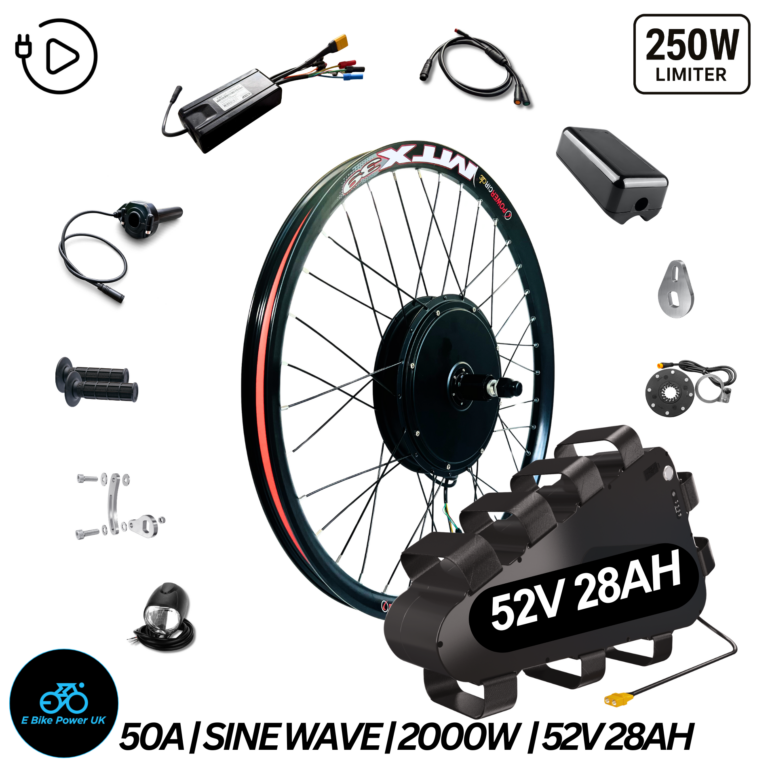 2000W E-Bike Conversion Kit Rear Wheel 50A Controller UKC1 Display 48V 52V Battery Cassette or Freewheel